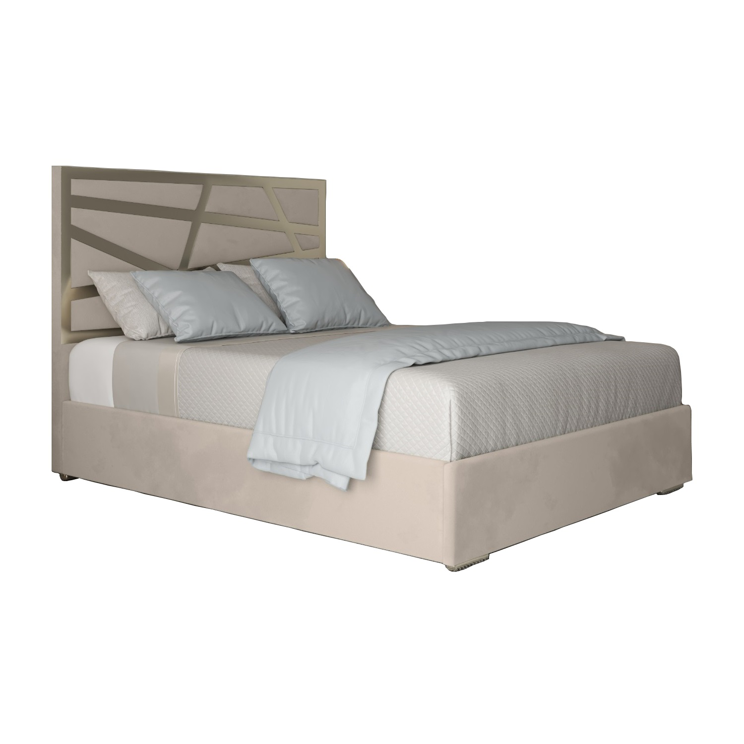 Arabella Upholstered Soft Velvet Metal Bed Frame