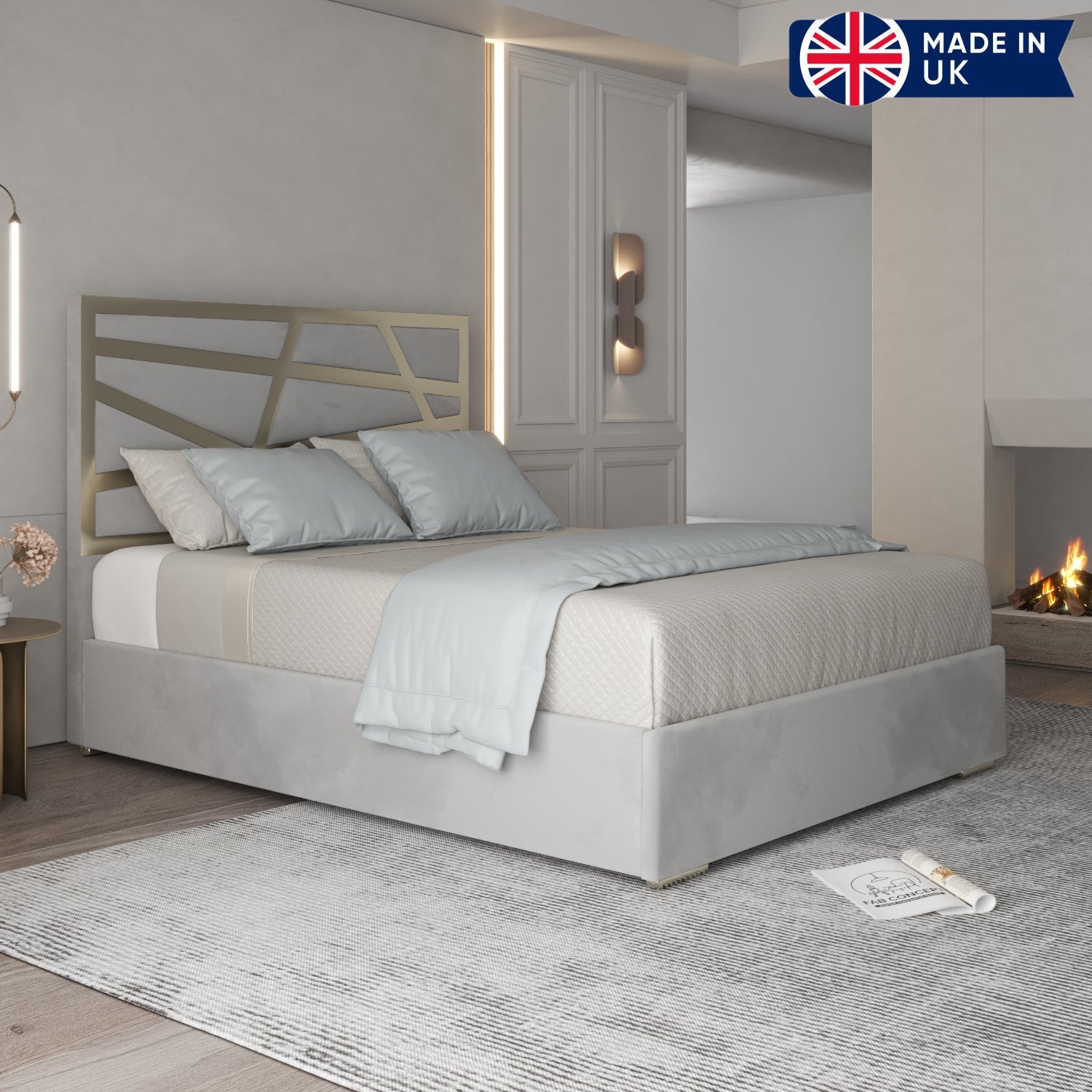 Arabella Upholstered Soft Velvet Metal Bed Frame