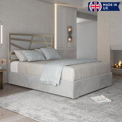 Arabella Upholstered Soft Velvet Metal Bed Frame