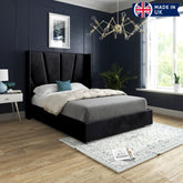 Bellini Wide Curved Winged Upholstered Soft Velvet Bed Frame