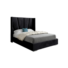 Bellini Wide Curved Winged Upholstered Soft Velvet Bed Frame