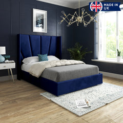 Bellini Wide Curved Winged Upholstered Soft Velvet Bed Frame