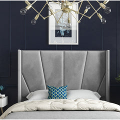 Bellini Wide Curved Winged Upholstered Soft Velvet Bed Frame