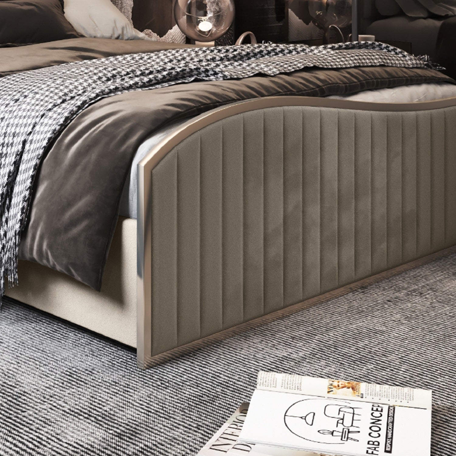 Brixton Upholstered Soft Velvet Metal Bed Frame