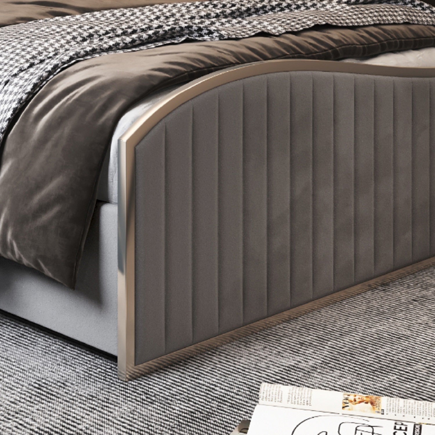 Brixton Upholstered Soft Velvet Metal Bed Frame