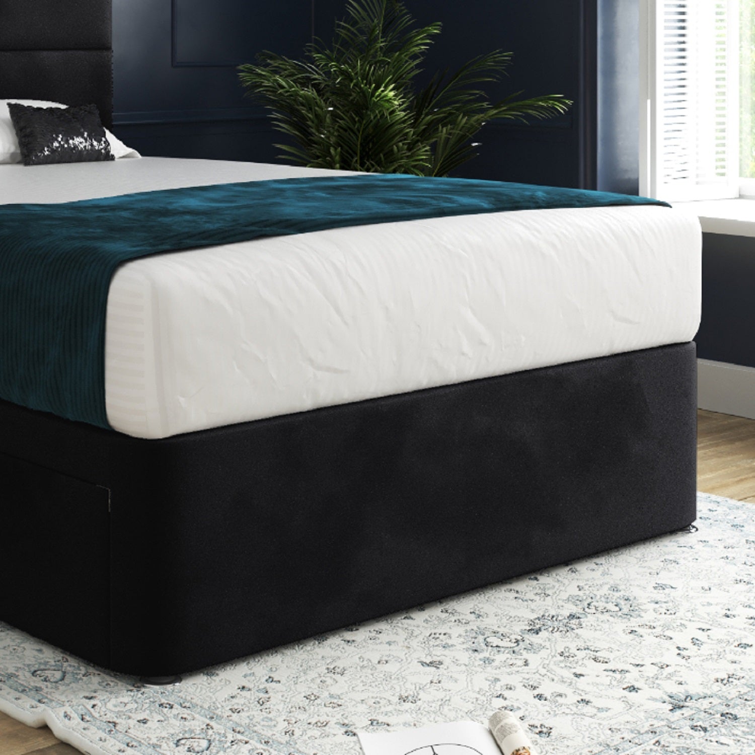 Caprio Upholserted Floorstanding Headboard With Divan Bed Frame