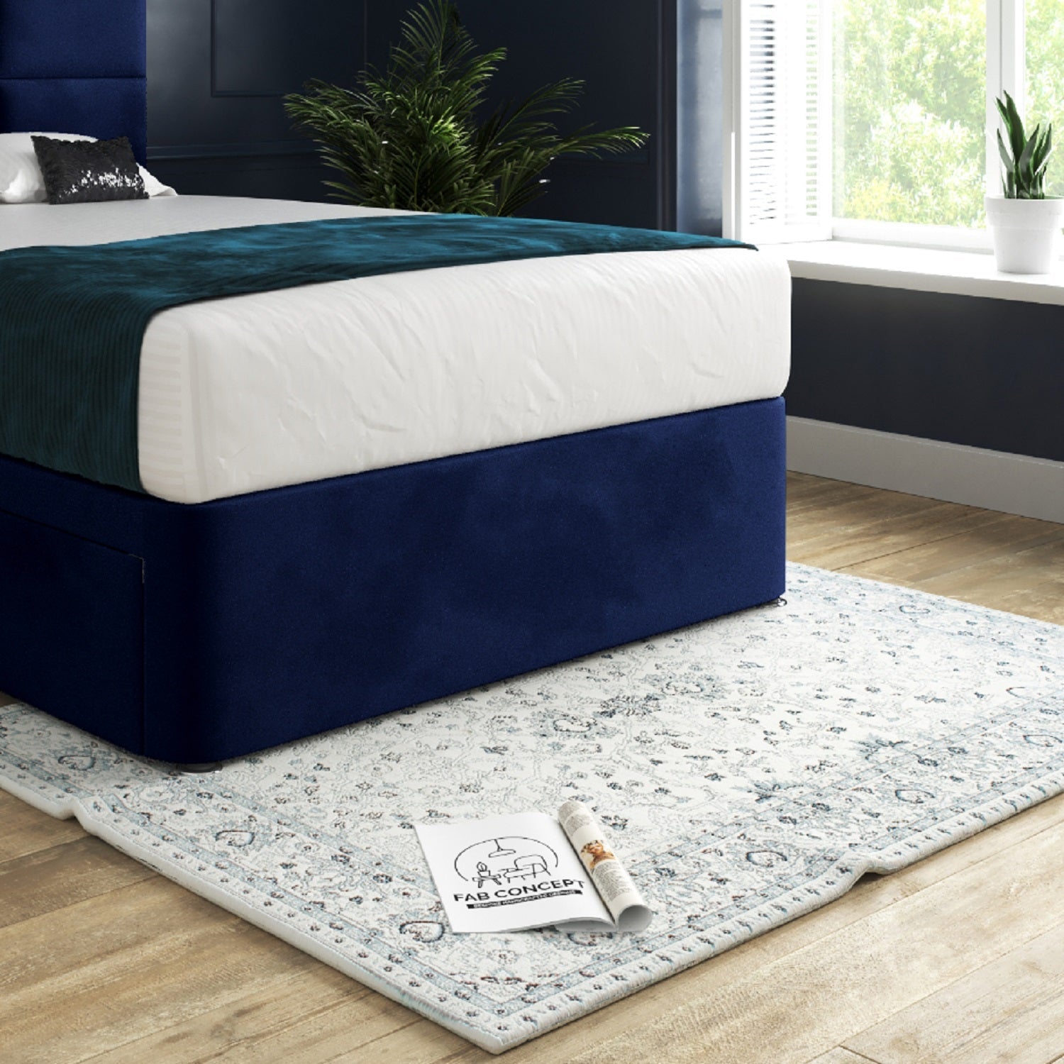 Caprio Upholserted Floorstanding Headboard With Divan Bed Frame