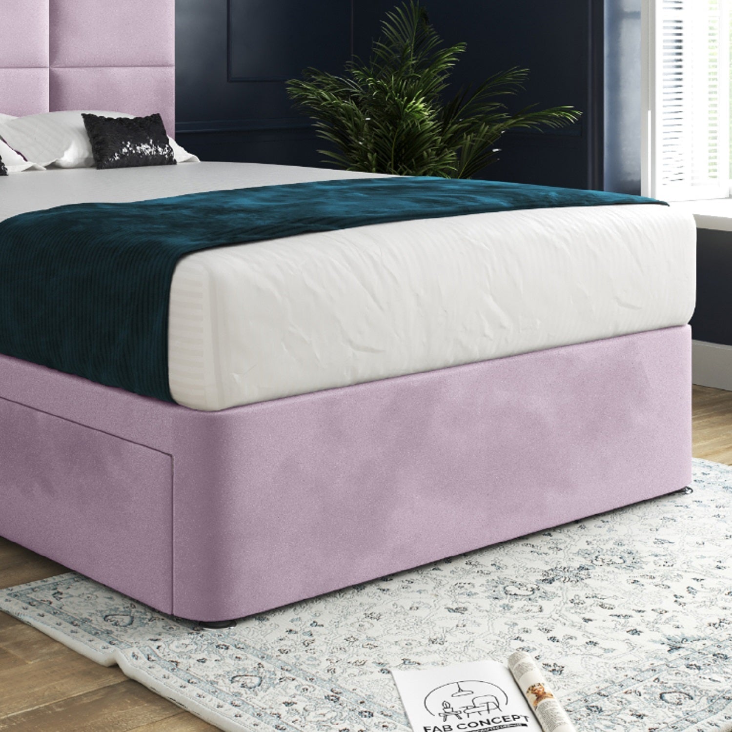Caprio Upholserted Floorstanding Headboard With Divan Bed Frame