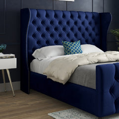 Donati Straight Curved Top Upholstered Soft Velvet Bed Frame