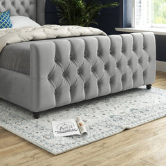 Donati Straight Curved Top Upholstered Soft Velvet Bed Frame