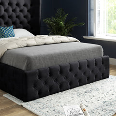 Florence Wide Winged Upholstered Soft Velvet Bed Frame