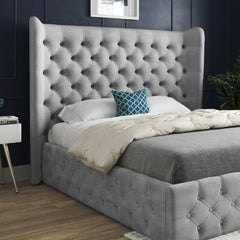 Florence Wide Winged Upholstered Soft Velvet Bed Frame
