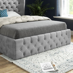 Florence Wide Winged Upholstered Soft Velvet Bed Frame