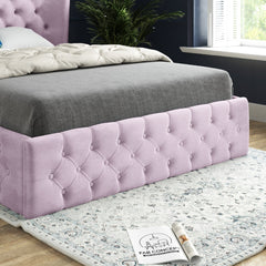 Florence Wide Winged Upholstered Soft Velvet Bed Frame