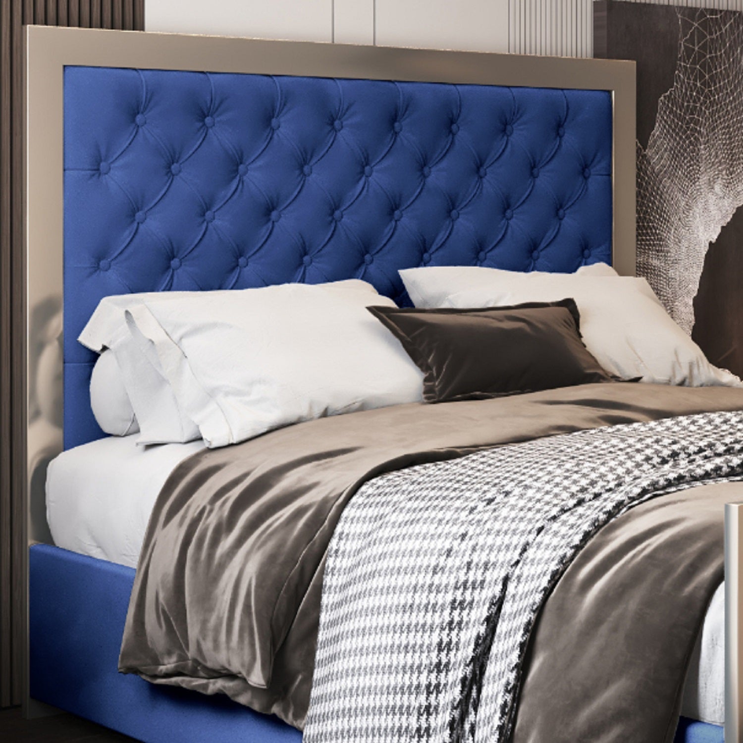 Maddison Upholstered Soft Velvet Metal Bed Frame