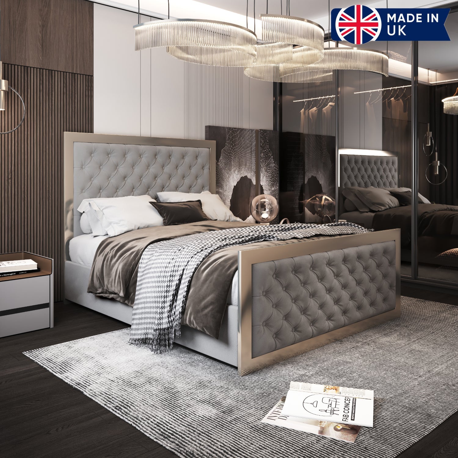 Maddison Upholstered Soft Velvet Metal Bed Frame