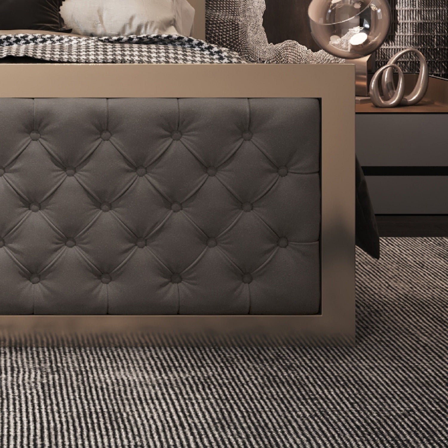 Maddison Upholstered Soft Velvet Metal Bed Frame