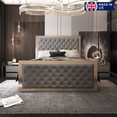 Maddison Upholstered Soft Velvet Metal Bed Frame