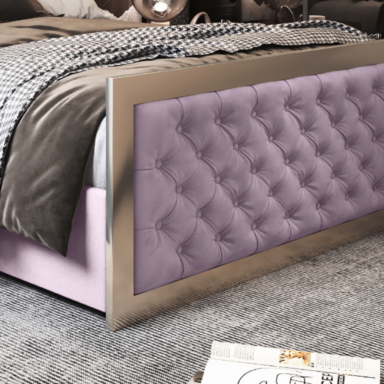 Maddison Upholstered Soft Velvet Metal Bed Frame