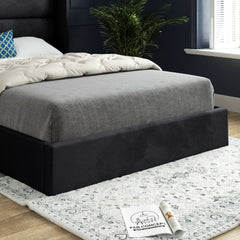 Nuno Straight Winged Upholstered Soft Velvet Bed Frame