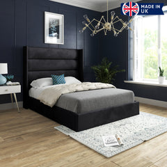 Nuno Straight Winged Upholstered Soft Velvet Bed Frame