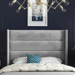 Nuno Straight Winged Upholstered Soft Velvet Bed Frame