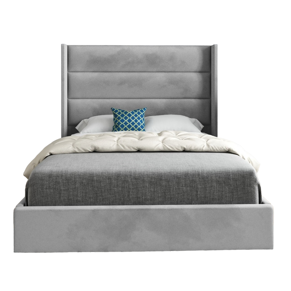 Nuno Straight Winged Upholstered Soft Velvet Bed Frame