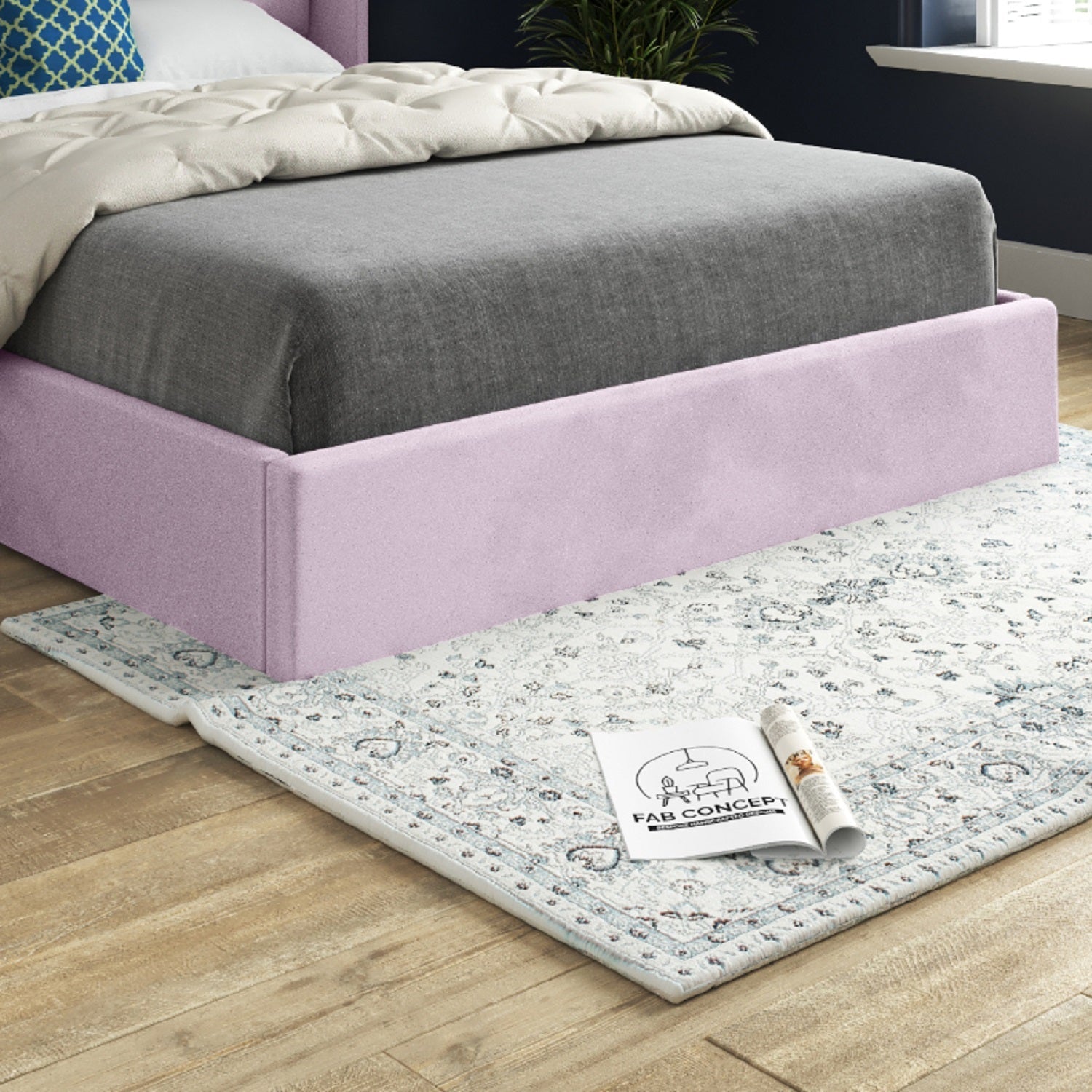 Nuno Straight Winged Upholstered Soft Velvet Bed Frame