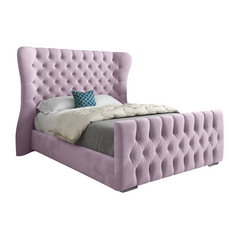 Parma Wide Curved Winged Upholstered Soft Velvet Bed Frame
