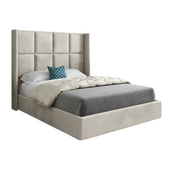 Quanta Straight Winged Upholstered Soft Velvet Bed Frame