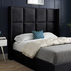 Quanta Straight Winged Upholstered Soft Velvet Bed Frame