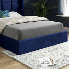 Quanta Straight Winged Upholstered Soft Velvet Bed Frame