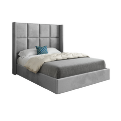 Quanta Straight Winged Upholstered Soft Velvet Bed Frame