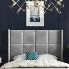 Quanta Straight Winged Upholstered Soft Velvet Bed Frame