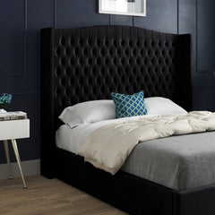 Rana Curved Top Winged Upholstered Soft Velvet Bed Frame