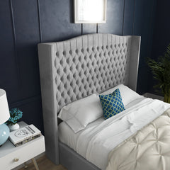 Rana Curved Top Winged Upholstered Soft Velvet Bed Frame