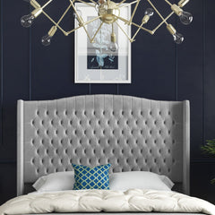 Rana Curved Top Winged Upholstered Soft Velvet Bed Frame