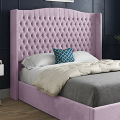 Rana Curved Top Winged Upholstered Soft Velvet Bed Frame