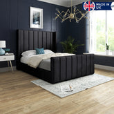 Romano Straight Winged Upholstered Soft Velvet Bed Frame