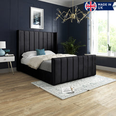 Romano Straight Winged Upholstered Soft Velvet Bed Frame