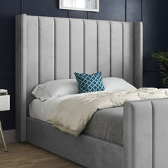 Romano Straight Winged Upholstered Soft Velvet Bed Frame