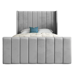 Romano Straight Winged Upholstered Soft Velvet Bed Frame