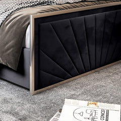 Roxy Upholstered Soft Velvet Metal Bed Frame