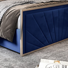 Roxy Upholstered Soft Velvet Metal Bed Frame