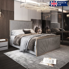 Roxy Upholstered Soft Velvet Metal Bed Frame