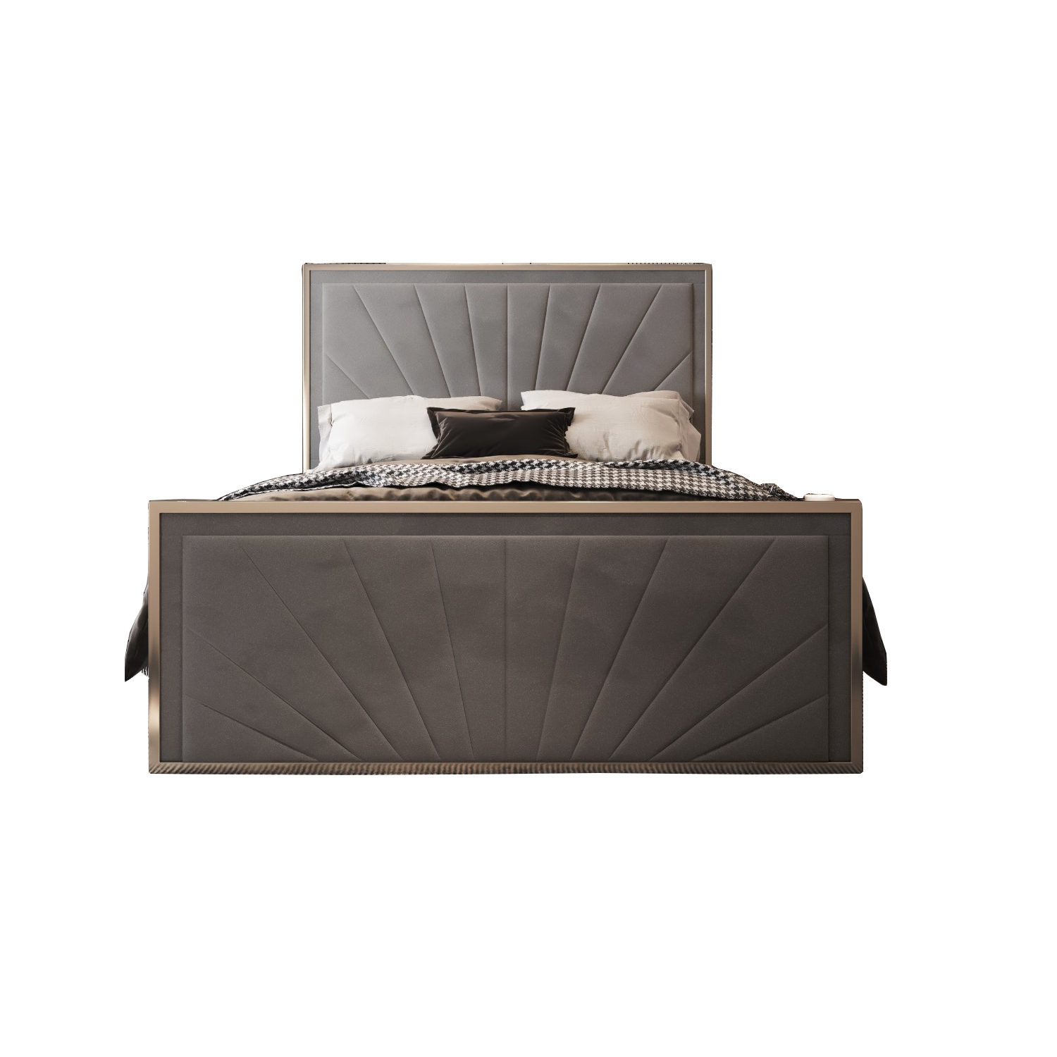Roxy Upholstered Soft Velvet Metal Bed Frame