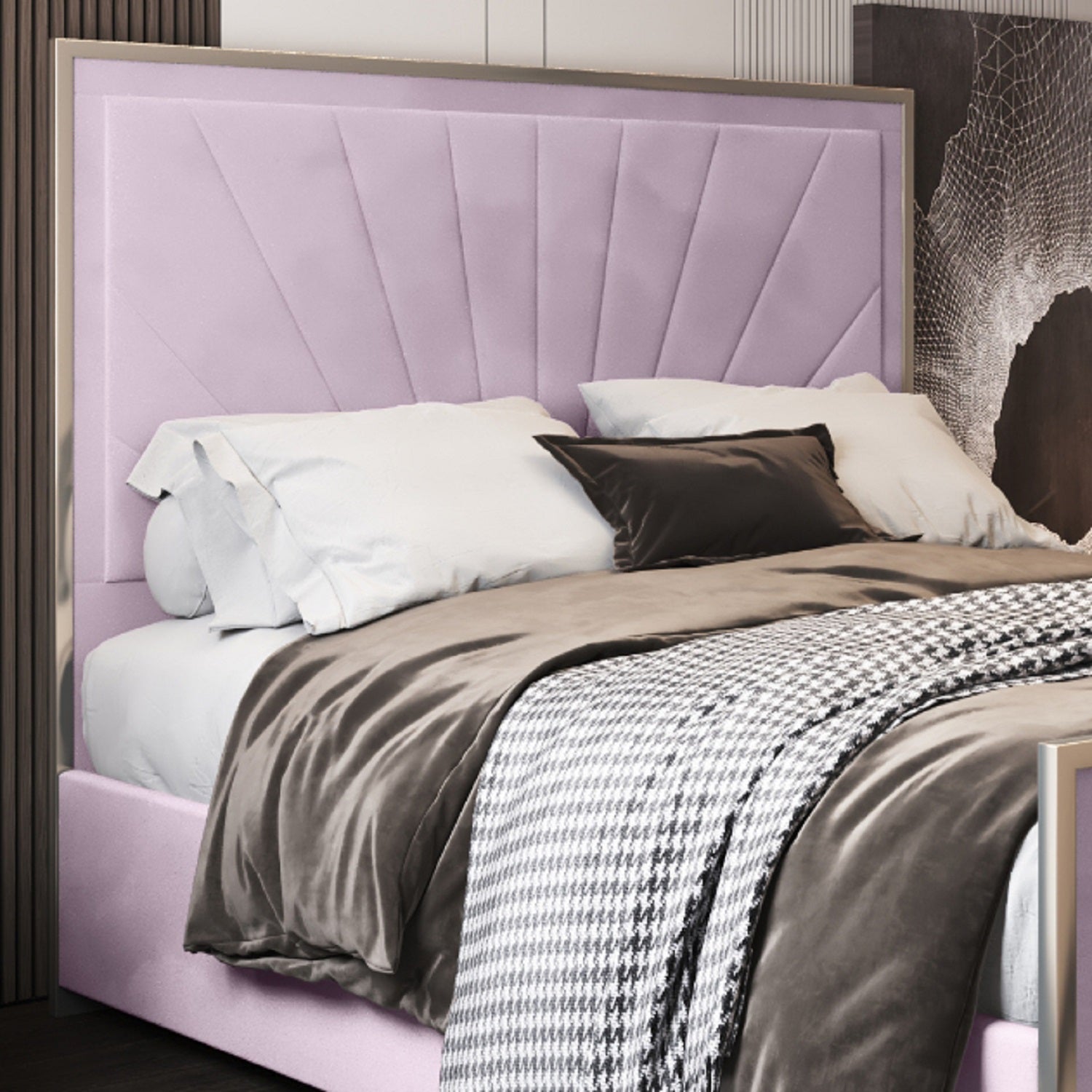 Roxy Upholstered Soft Velvet Metal Bed Frame