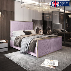 Roxy Upholstered Soft Velvet Metal Bed Frame