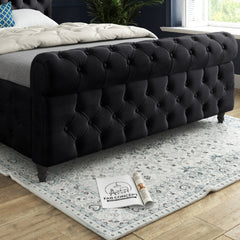 Savana Sleigh Upholstered Soft Velvet Bed Frame