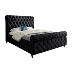 Savana Sleigh Upholstered Soft Velvet Bed Frame